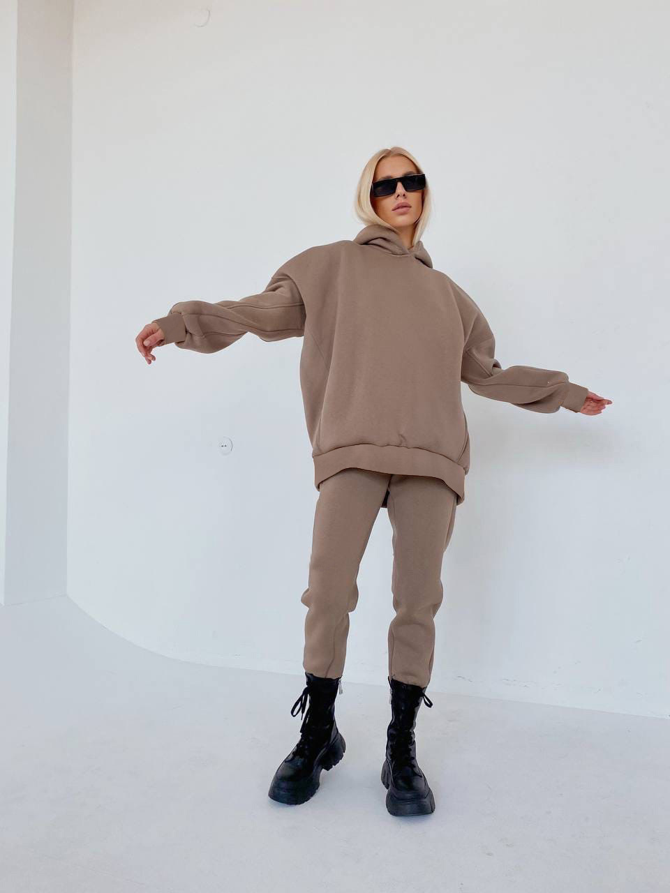 Women's Sweatshirt Suit Fleece-lined Two-piece Set For Women_voghion.com