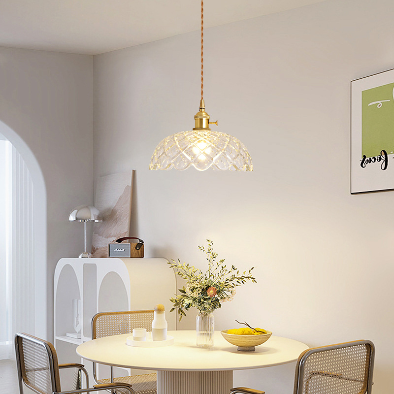 Landelier de comedor de estilo japonés de tres extremos mesa de comedor bar lámparas modernas y simples lámpara de cama de vidrio nórdico L271
