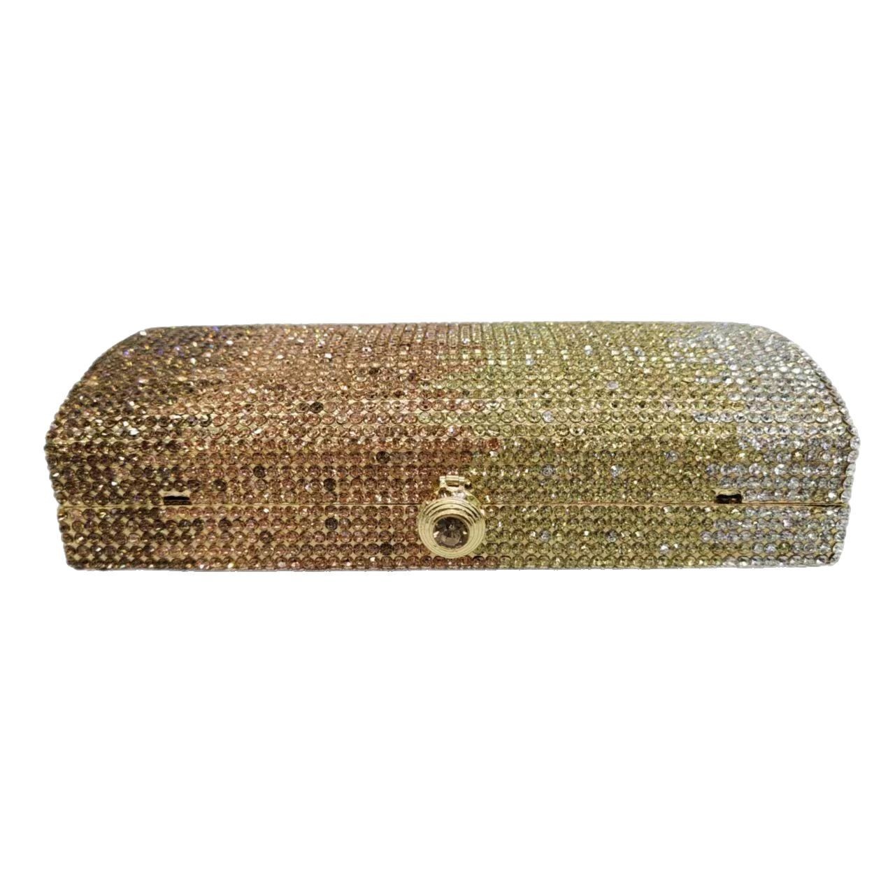 Rhinestone bolsa de embrague de lujo ligera mano de diamantes bolsa de cena de diamantes dorados graduados bolsos de mano de mujer