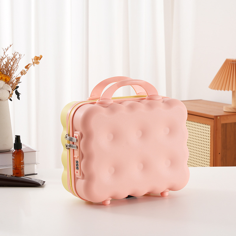 Caja de 14 pulgadas, caja de manicuras, caja de dibujos animados, maleta de almacenamiento, caja de tracción, macarón de gran capacidad, portátil