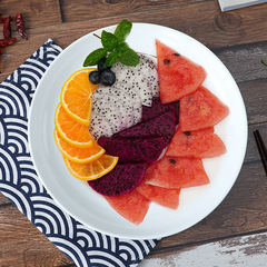 Large Plate Extra Large Ceramic Household Deep Plate Fruit Plate Creative 14-inch Extra Large Steamed Fish Fish Head with Chopped Pepper Round Plate