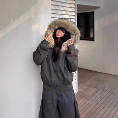 国潮座山雕棉服外套女冬季2025新款棉衣加绒加厚派克服小个子棉袄