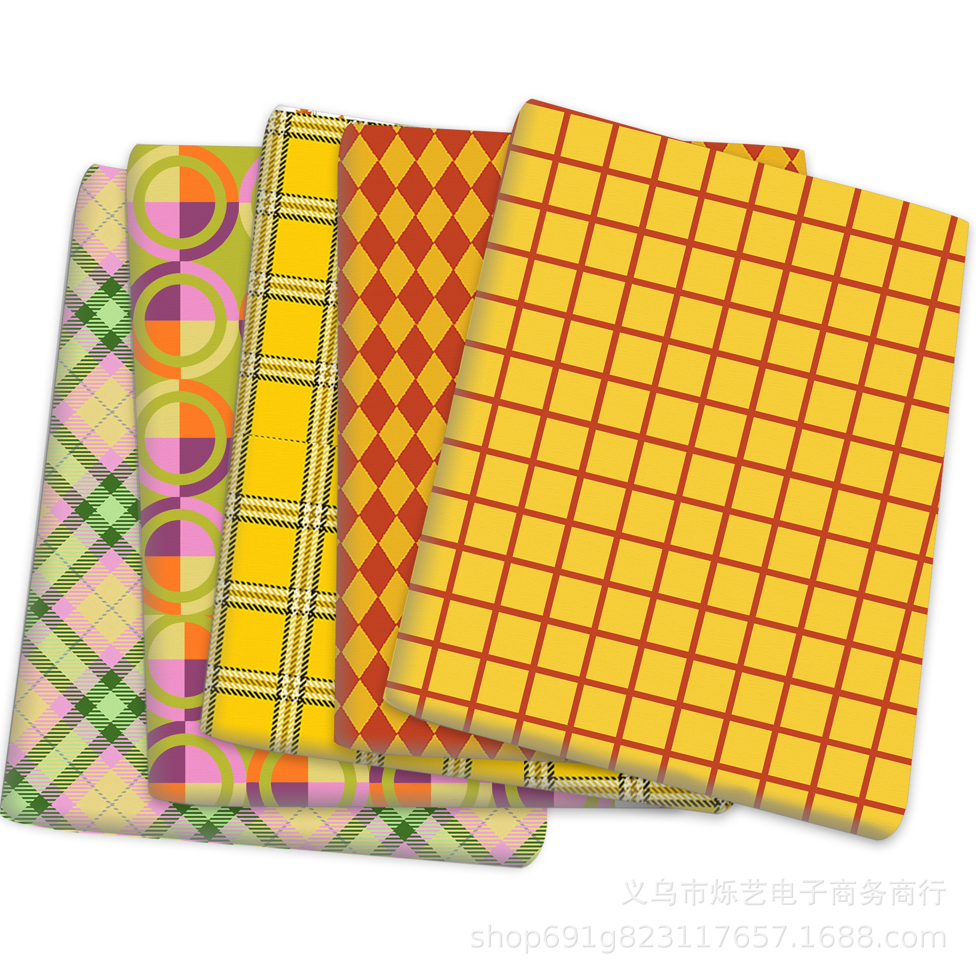 经典格子薄款涤棉布四面弹针织布印花手工面料包包桌布1Yc26348