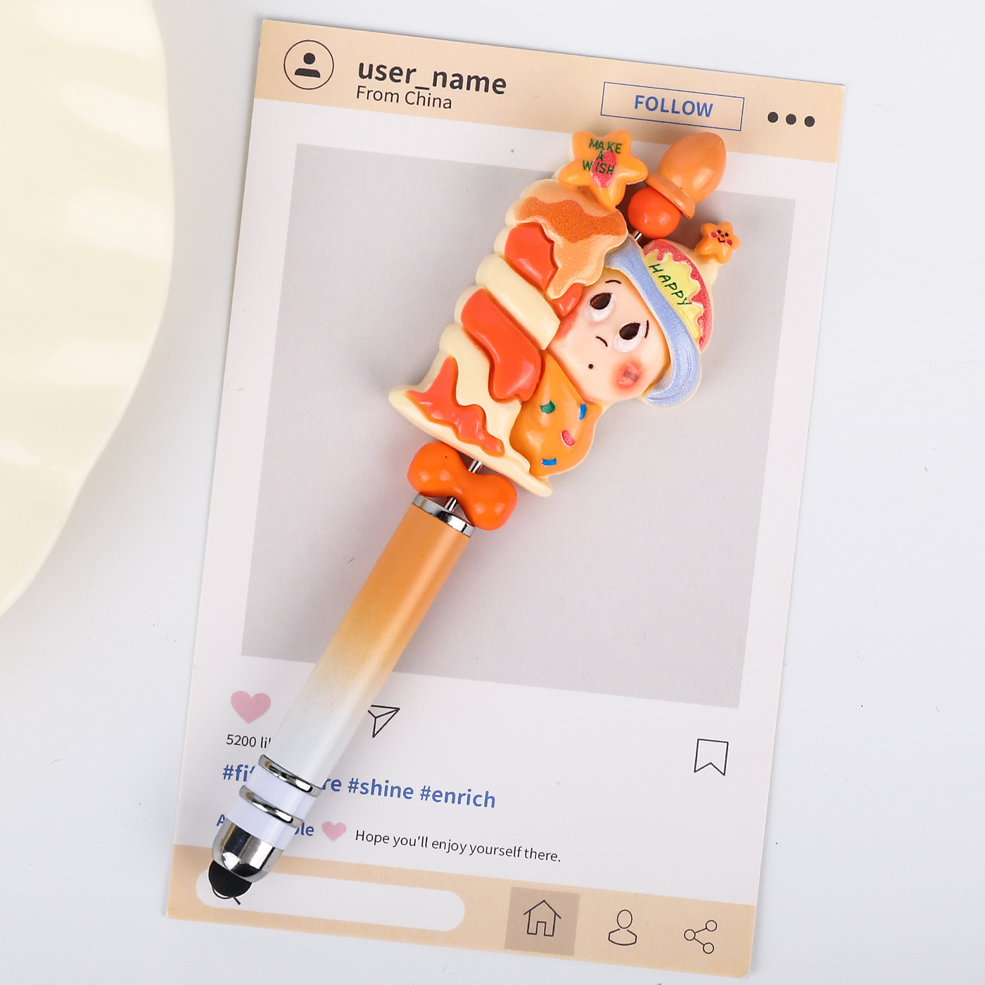 Niños hechos a mano diy teléfono móvil cuentas lápiz de pantalla táctil lápiz de lápiz de lápiz