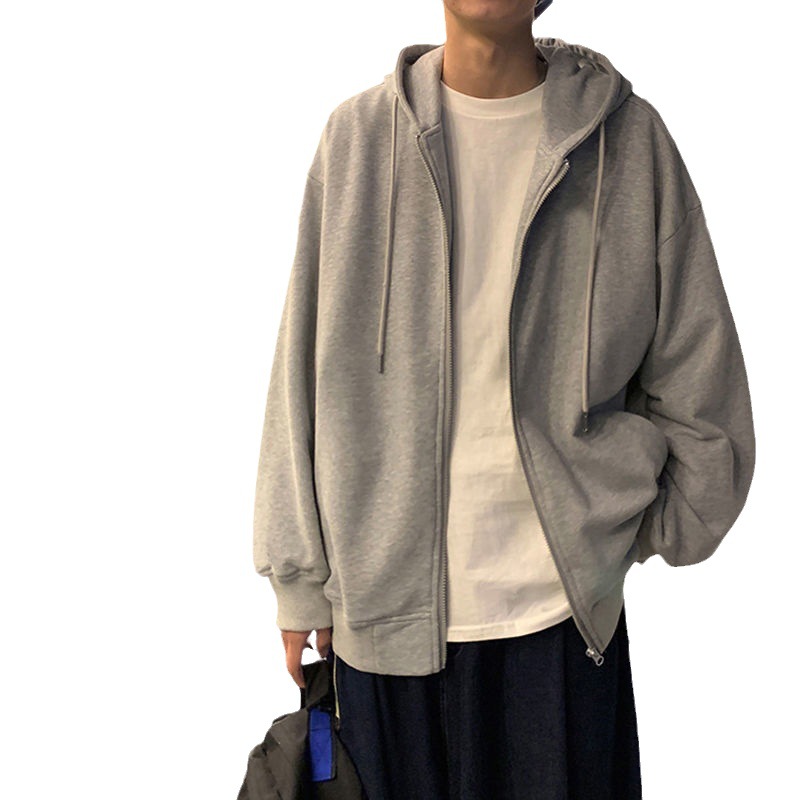 Otoño e Invierno estilo de Hong Kong suéter con capucha de los hombres cardigan estilo coreano estudiante de moda más chaqueta de terciopelo suelta deportes casual top