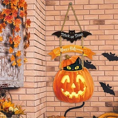 クロスボーダーハロウィン木製壁装飾黒猫とコウモリデザイン「Trick or Treat」サイン付き