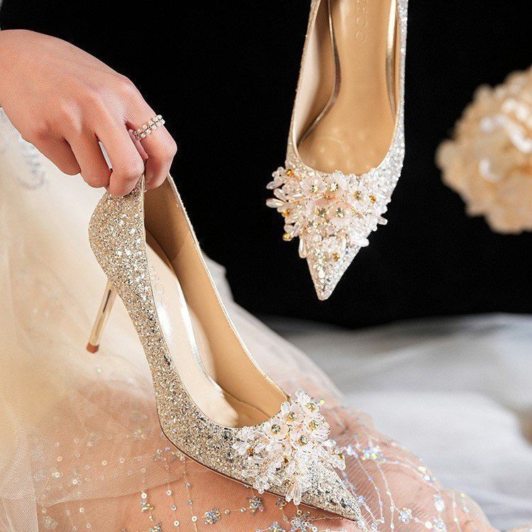 Wedding Shoes, Wedding Dress, Stiletto Heel, Pointed Toe Bridal Shoes, Daily Wearable Shoes for Women with Fat Feet and Wide Feet. Large Quantity Will Give You the Best Price