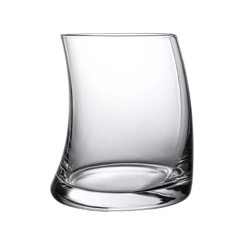 Red cresta de vidrio de forma especial taza de jugo creativa taza de vela rayada taza de bebida ins taza de cóctel mojito