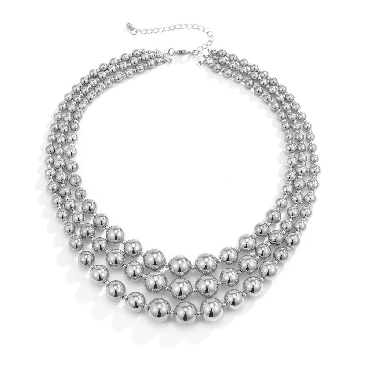 Stacking Multi-layer Geometric Round Beads Clavicle Chain Woven Necklace display picture 4