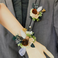 Mori-style dried flowers: Eternal hydrangeas, pine cones, boutonnières, wrist flowers, hand-held flowers for grooms, brides, weddings, graduation ceremonies.