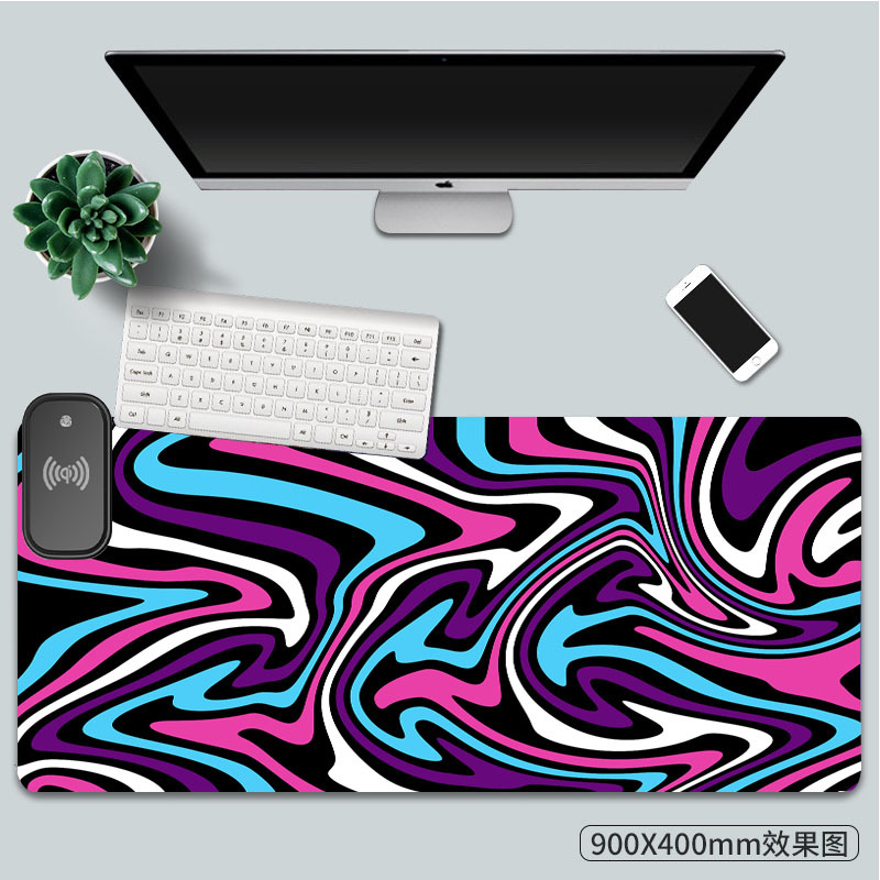 Transfronteriza al por mayor de fábrica nuevo patrón abstracto serie de carga inalámbrica mouse pad color mágico luminoso RGB mouse pad