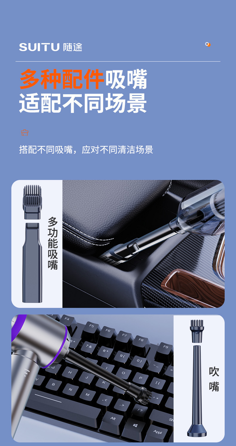 Cross-Border New Product Brushless Wireless Car Vacuum Cleaner and Blower, Handheld Mini Portable Blower and Vacuum for Home and Car Use