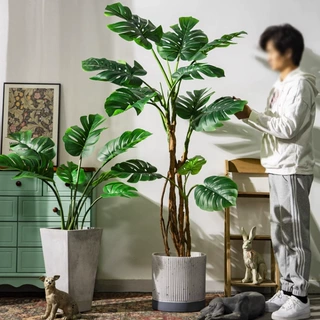 大型龟背竹仿真植物假树室内客厅酒店落地仿生绿植盆栽装饰造景
