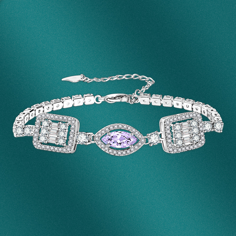 Fashion Rhombus Copper Inlay Zircon Bracelets 1 Piece