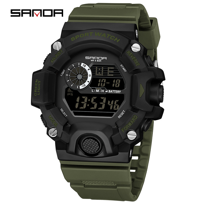 Sanda reloj electrónico de moda monoplaza multifunción reloj de estudiantes de secundaria impermeable reloj despertador reloj de deporte de luz nocturna