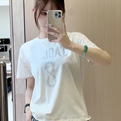 南油女装d家24春夏新アルファベットプリント数字8古い風生地快適丸襟半袖tシャツ