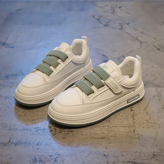 Genuine Leather Velcro White Shoes Women's 2025 Spring and Summer New Soft Sole Board Shoes All-match Casual sneaker for Children