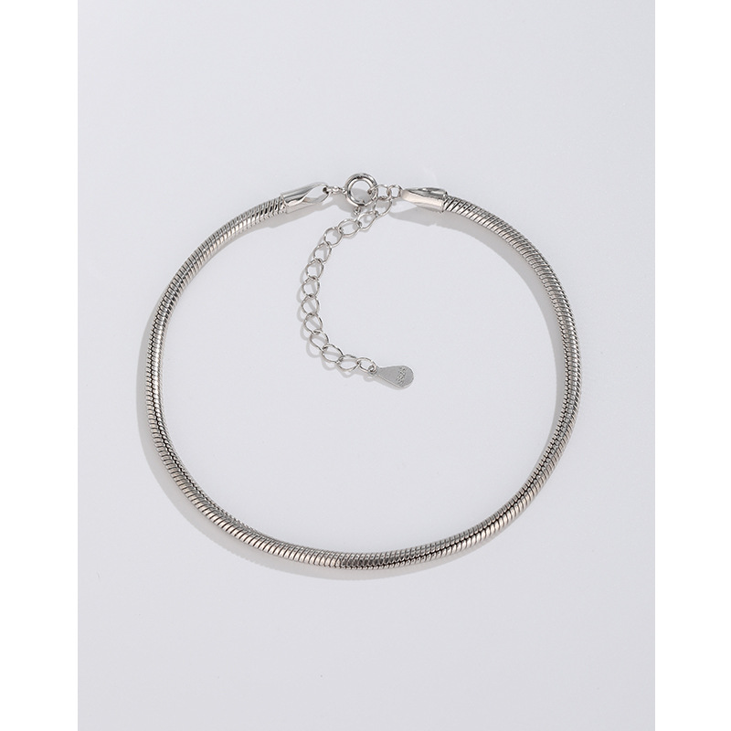 925 pulsera de hueso de serpiente de plata esterlina para niñas pulsera de plata fina simple estilo frío hombres hip hop todo partido pareja pulsera