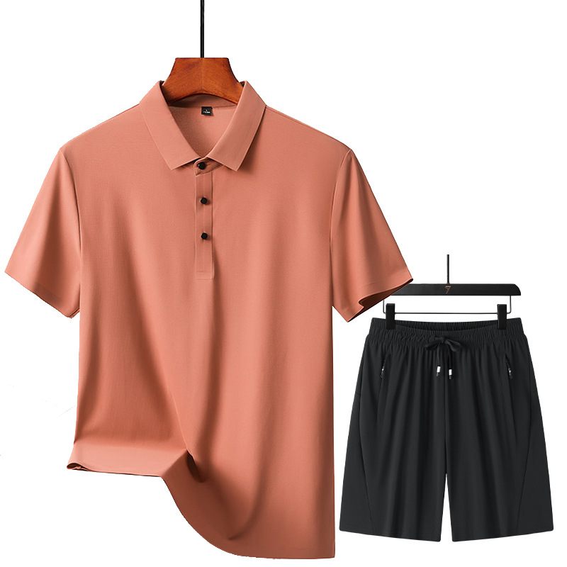 Nuevo traje de ocio deportivo, traje de ocio de hielo multicolor opcional, pantalones cortos de polo, un juego de color sólido para hombres y mujeres