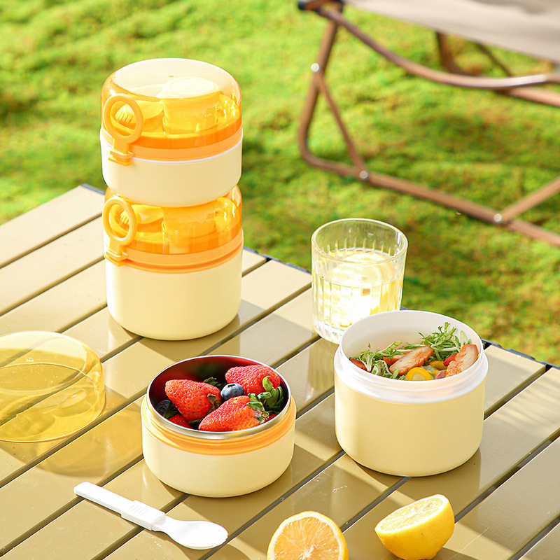 Portable Stainless Steel Insulated Bowl, Sealed Bowl, Salad Bowl, Portable Soup Bowl, Japanese-Style Outdoor Picnic, Microwaveable Lunch Box