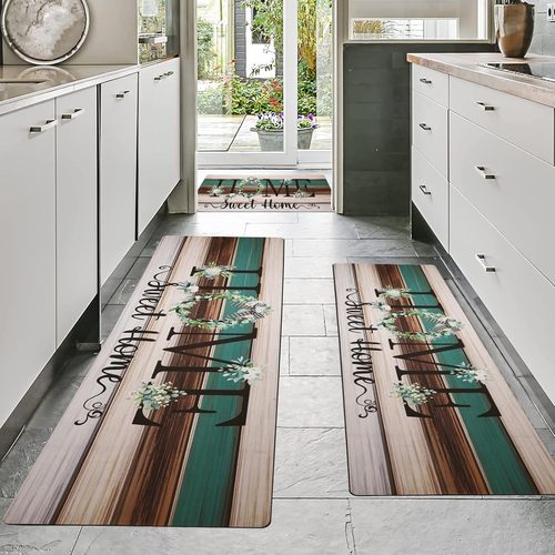 Amazon Kitchen Long Striped Mat Home Geometric Set Foot Mat Bathroom Water Absorbent Mat Machine Washable Floral Mat
