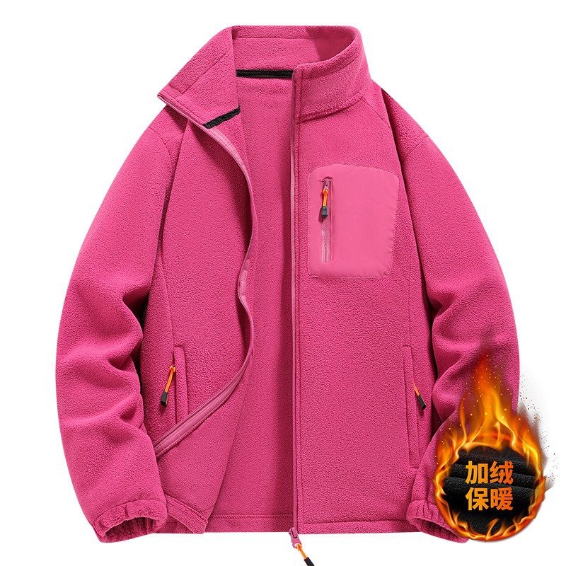 Otoño y invierno nuevo tipo de chaqueta de terciopelo para hombres y mujeres con terciopelo caliente de cuello relajado de grano de agitación casual chaqueta de terciopelo para hombres