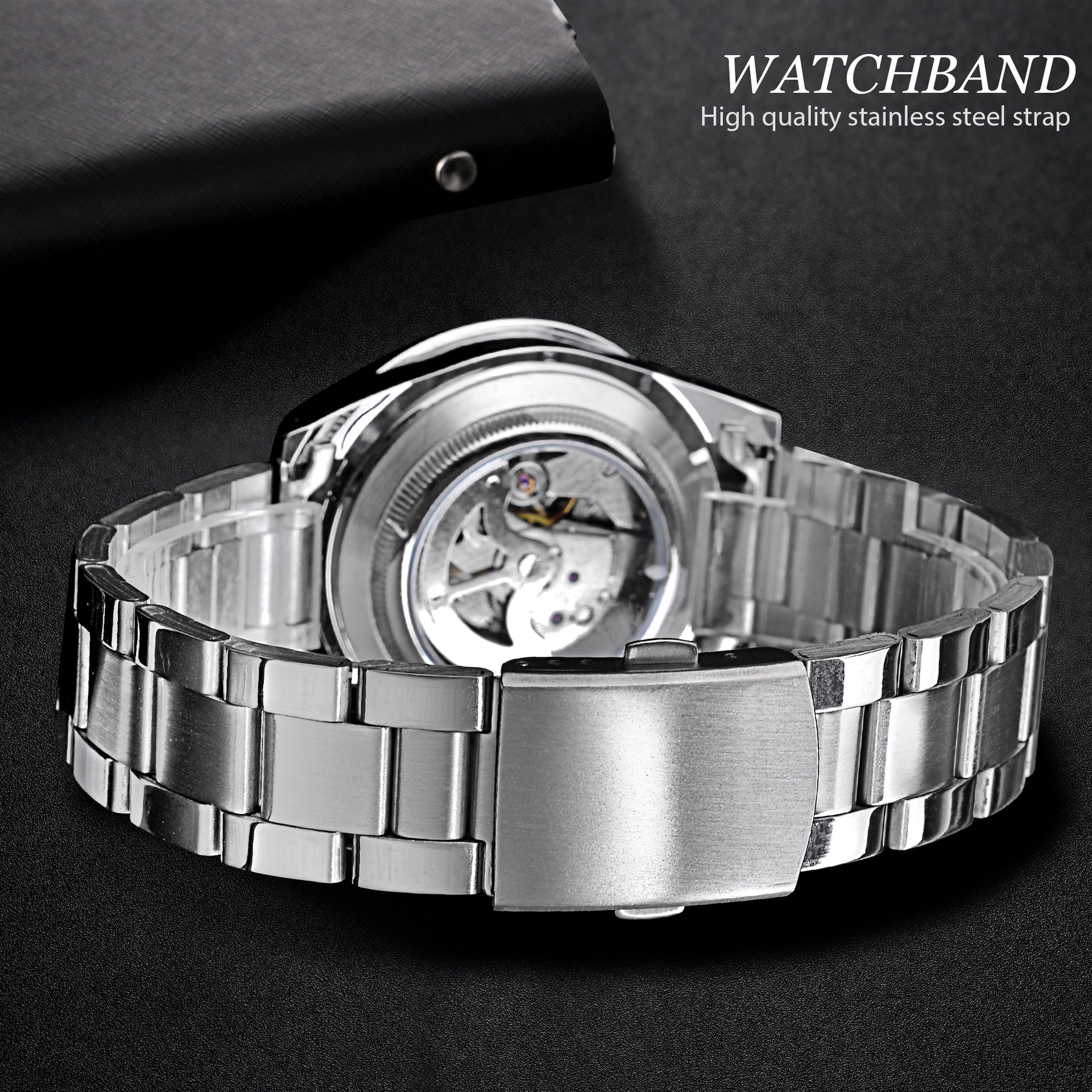 Winner Water Ghost Series Men's Automatic Mechanical Watch Band Calendar Stainless Steel Watch Band_voghion.com