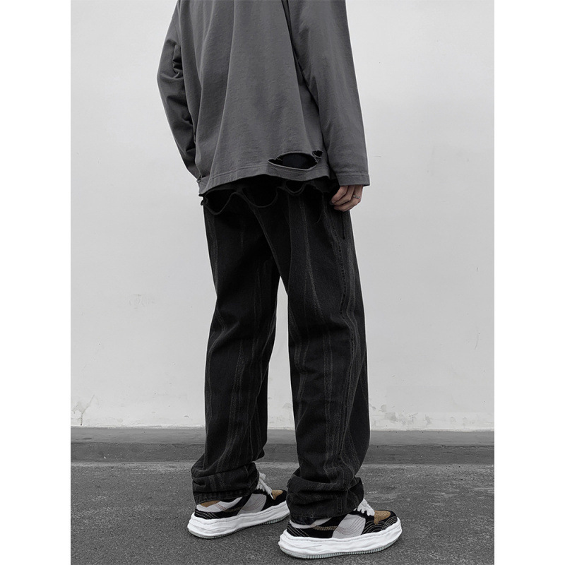 Jeans negros para hombres primavera y otoño nuevos pantalones rectos jóvenes casuales sueltos pantalones de estilo americano marca de moda pantalones de trabajo