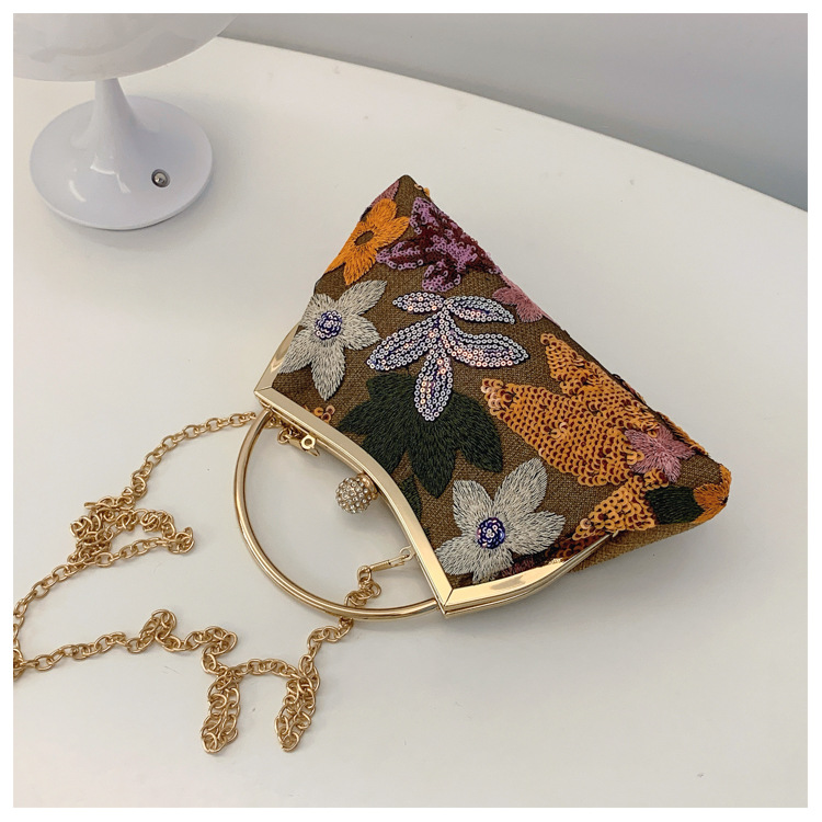 Evening Bag Bags Type Street, Shopping Occasion PVC Material Women's PVC Cloth Printing Flower Elegant Shell Lock Clasp Evening Bag