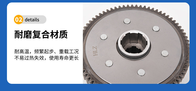 Customized tricycle motorcycle CG150 clutch assembly, 6 columns, 6 plates, thickened large drum, large hole/small hole motorcycle parts