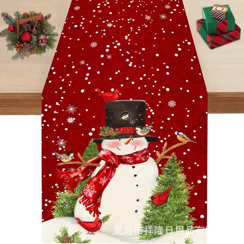 クロスボーダー爆発クリスマステーブル旗キッチンパーティーテーブルクリスマスツリー花輪雪だるま鈴サンタクローステーブル旗|undefined