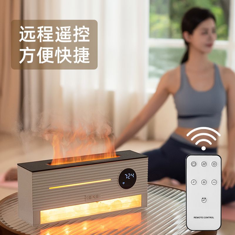 Nuevo reloj de alarma de piedra de roca llama máquina de fragancia de escritorio de control remoto ultrasonido aceite esencial humidificador de aroma de aire