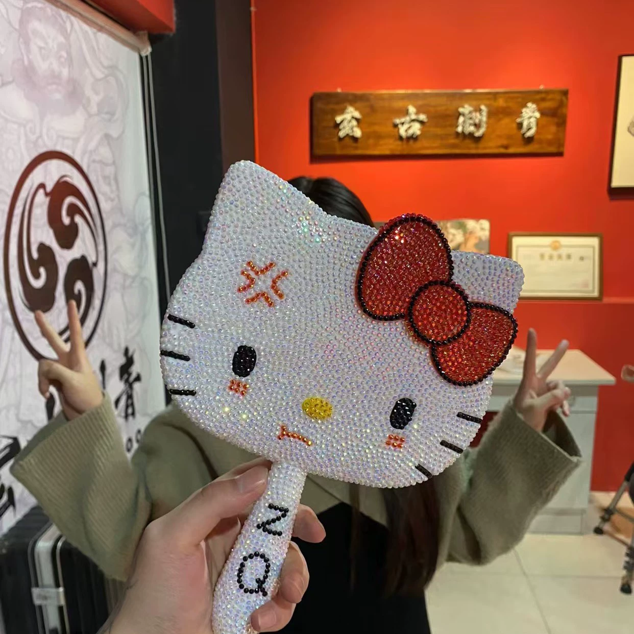 Привет Kitty, ручное зеркальце, DIY, с бриллиантовым обрамлением, подарок на день рождения
