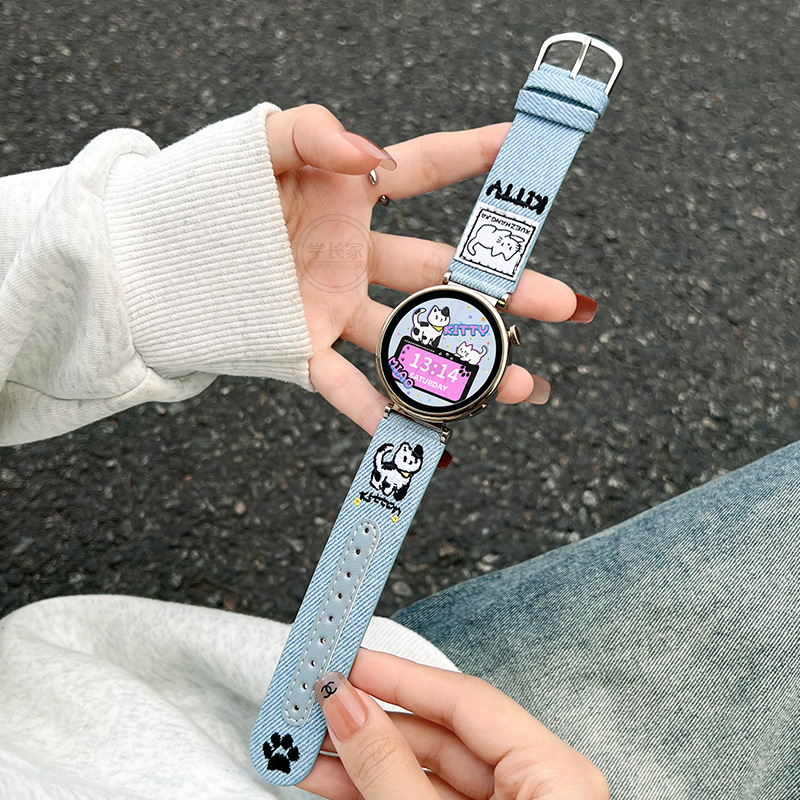 Suitable for Huawei Watch Gt5/6 Watch Strap Gt4 Women's Watch 5Pro Genuine Leather High-End Watch4 Autumn and Winter