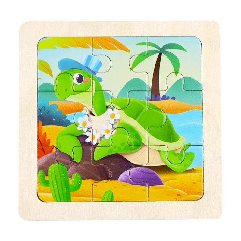 Fábrica directa de niños pequeños 9 piezas de dibujos animados de madera plano rompecabezas puzzle puzzle juguetes de educación temprana para bebés image 9