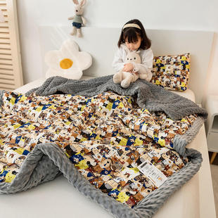 2025 New Quilted Soybean Quilt Beanie Blanket a Version Cotton B Version Beanie Baby Thickeneded Velvet Quilt