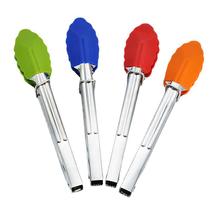 7寸硅胶食物夹 不锈钢食品夹烤肉煎鱼夹沙拉面条火锅自助餐烧烤夹