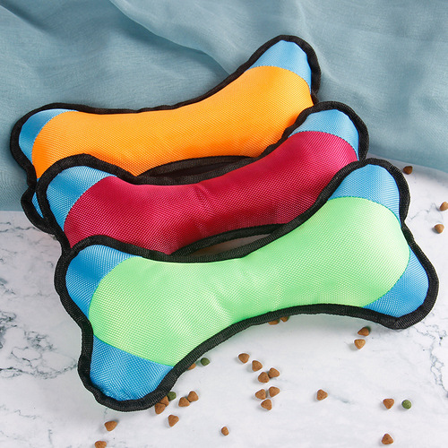 Cross-border exclusive pet sound-resistant, wear-resistant, teething cat and dog plush toy supplies, Oxford cloth four-corner bone wholesale