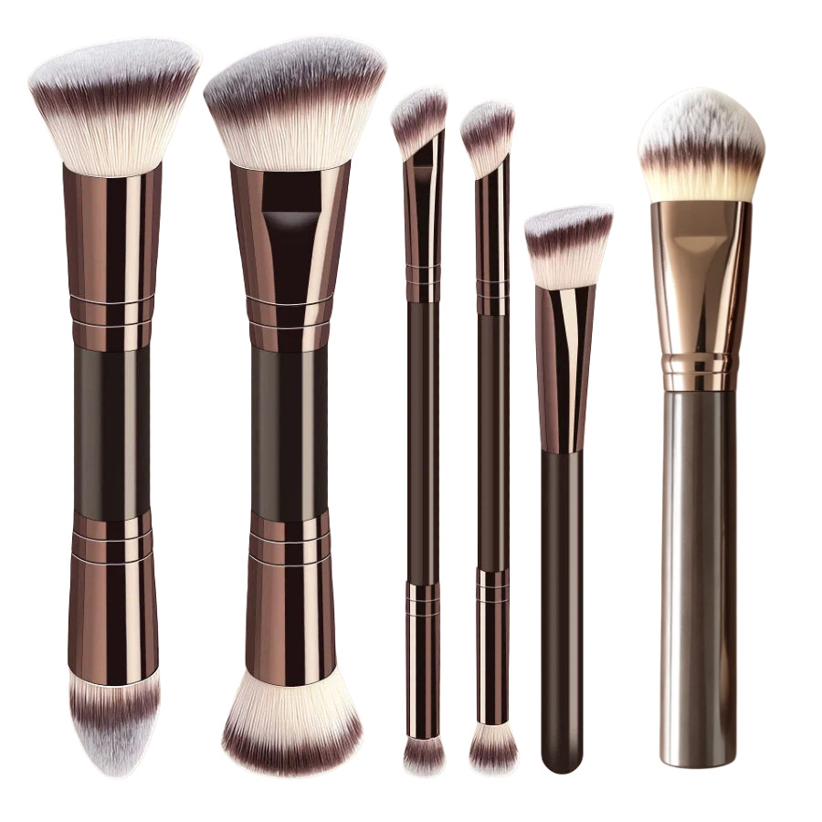 Juego de Brochas de Maquillaje de Doble Cabezal Plástico PS Maquillaje Facial para Maquillaje