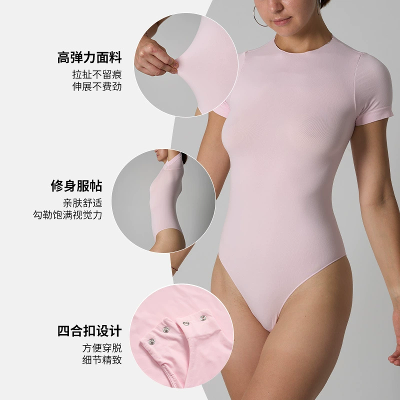 Комбинезон, спортивная модная одежда для йоги, с коротким рукавом