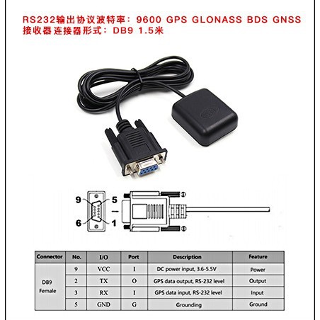 RS232电平 DB9串口工控机GPS卫星定位 GPS模块 GPS接收器BR-819