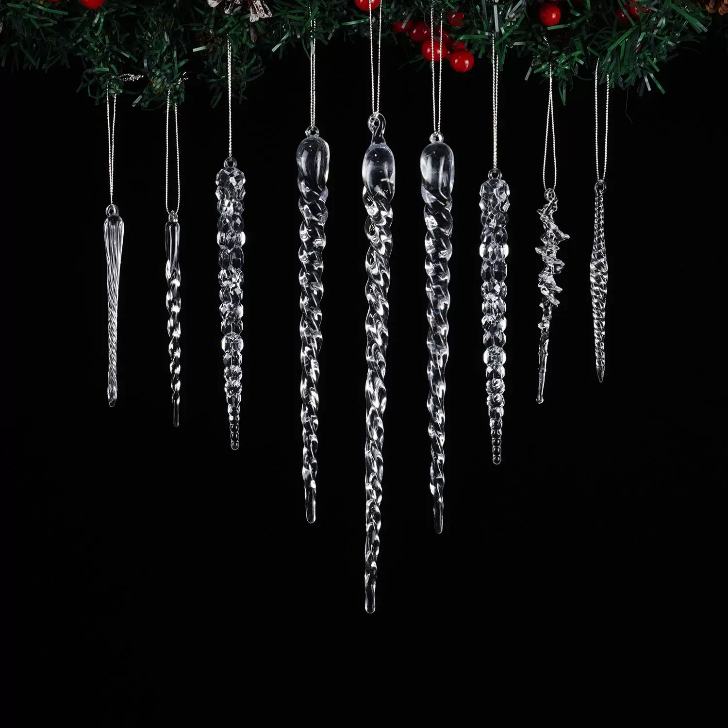 新款圣诞节庆用品创意透明亚克力冰条挂件新款圣诞树装饰冰条挂饰