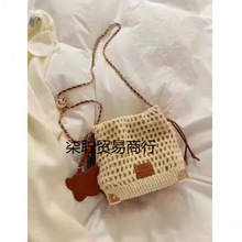 乌托邦小镇水桶包包女夏季编织精致链条单肩斜挎小包斜跨小包包