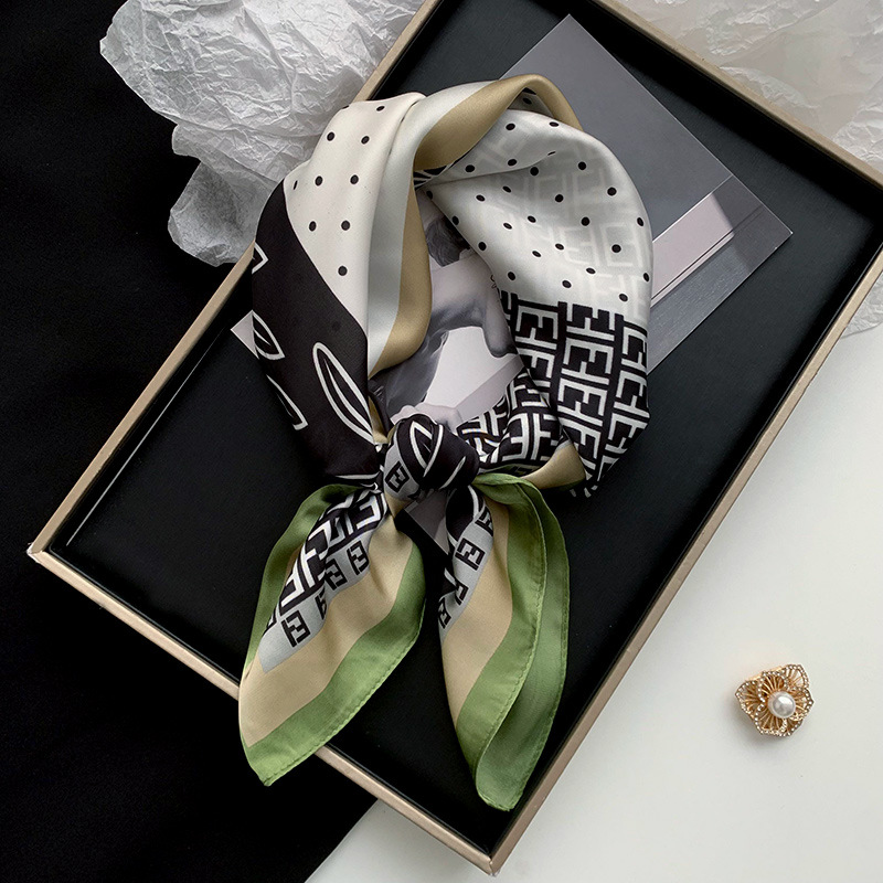 Bufanda de seda, bufanda cuadrada, sentido avanzado, nueva bufanda de seda de simulación, chal estampado, bufanda decorativa de todo fósforo, pañuelo en la cabeza, cinturón para el cabello, cabello atado