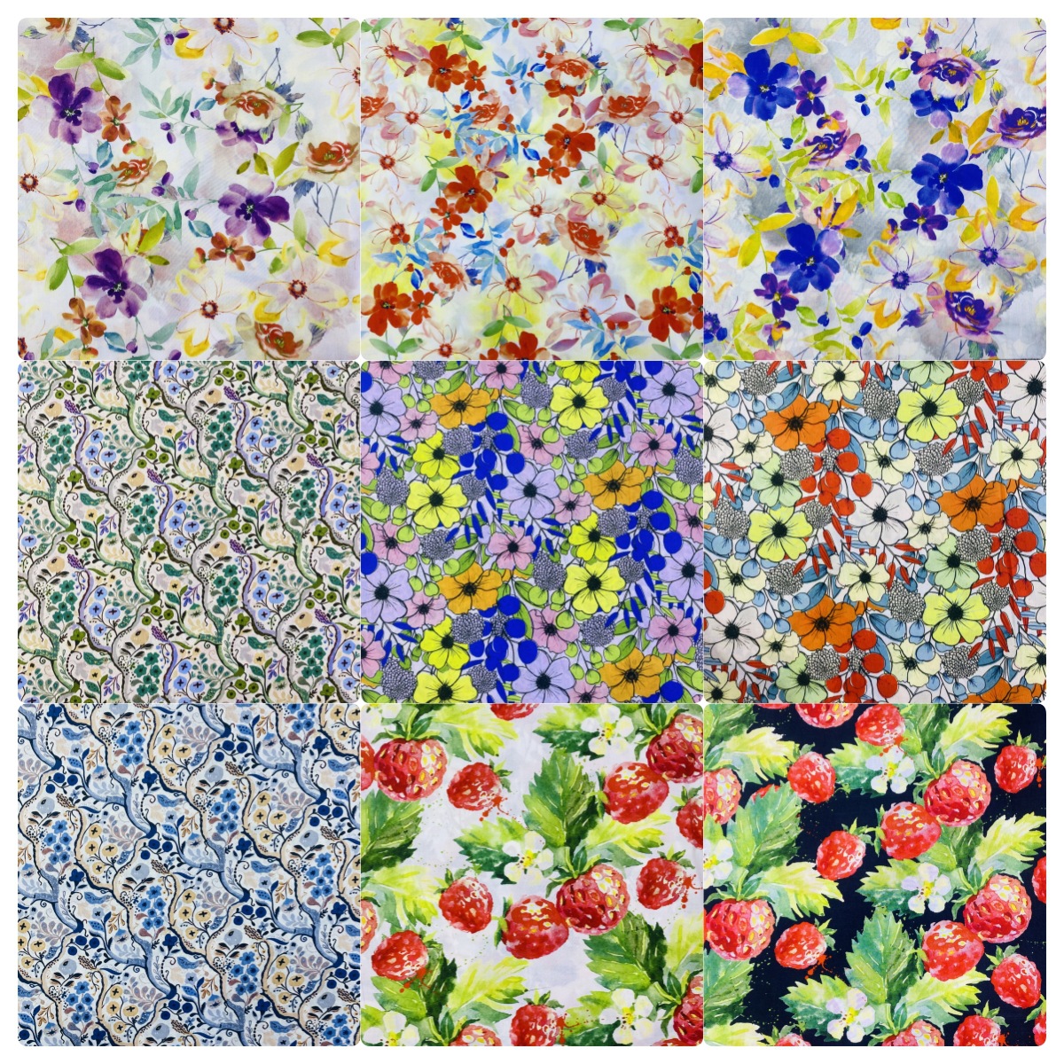 纯棉数码直喷印花布 全棉60支高密府绸印花 水果图案印花服装面料