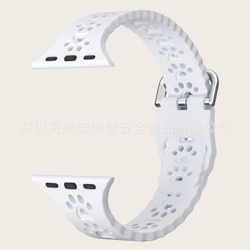 Suitable for Apple iWatch 11Th Generation Apple Series Cat Paw Single-Color Silicone Metal Buckle Watch Strap