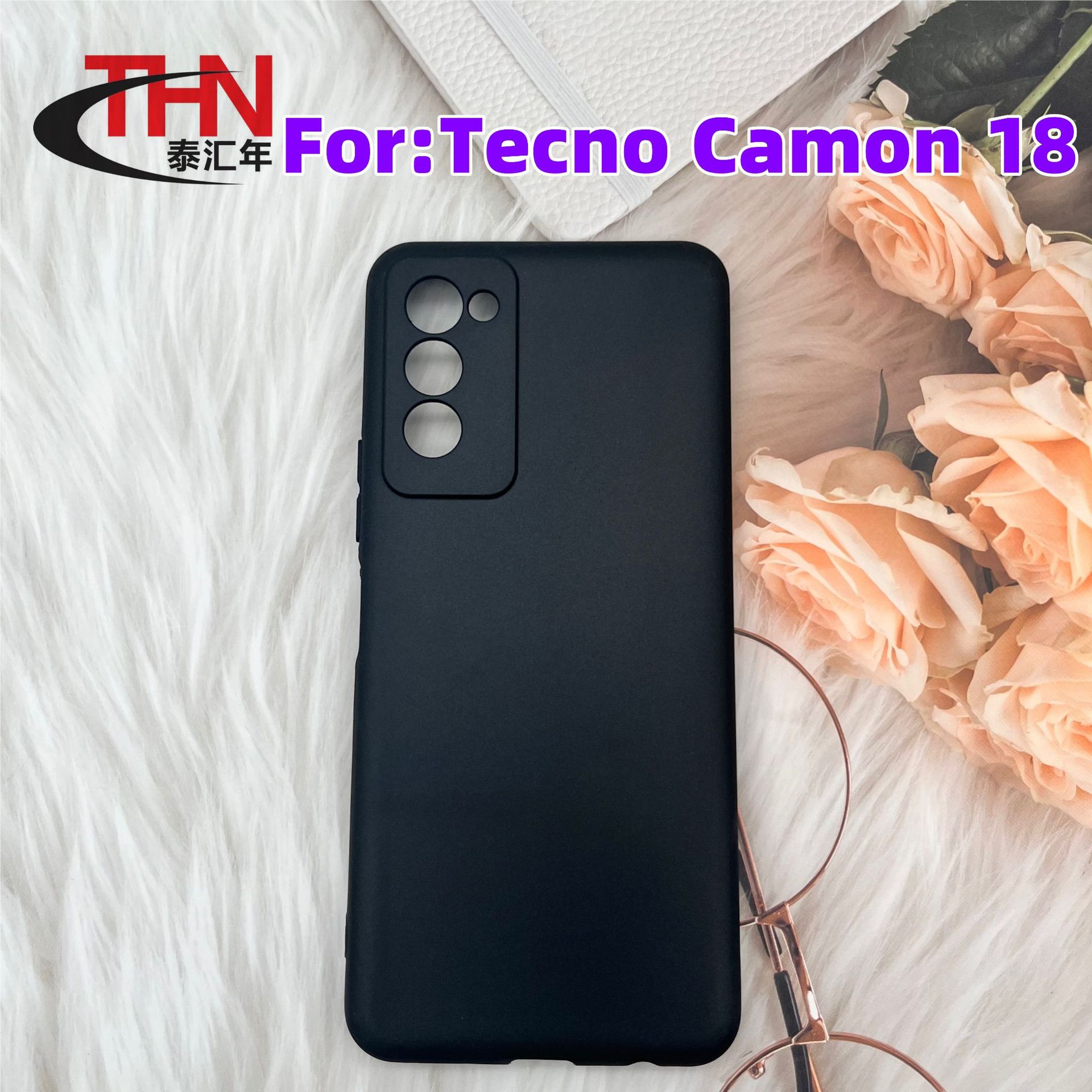 适用于传音 TECNO CAMON 18全磨砂手机壳TPU皮套彩绘素材黑色软壳