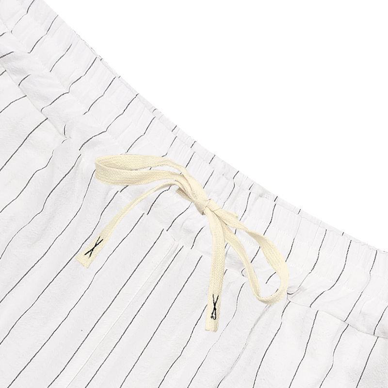 Pantaloncini casual da uomo in lino sottile con laccetto elastico, ideali per la spiaggia._voghion.com