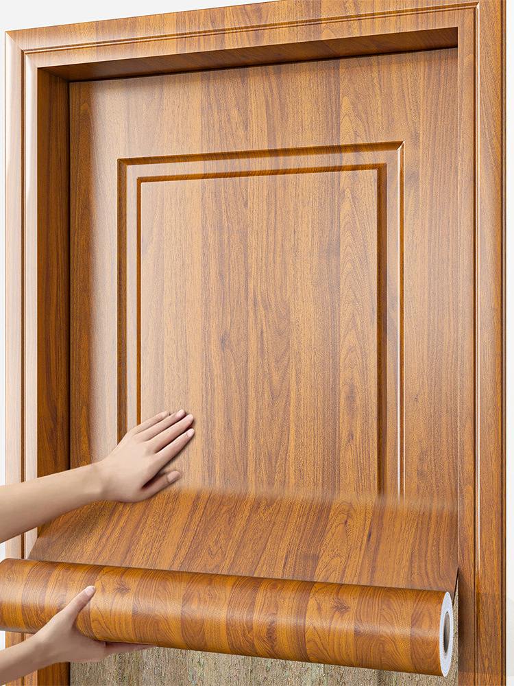门贴纸整张木门翻新壁纸自粘门贴入户门改造遮丑旧门翻新木纹贴纸