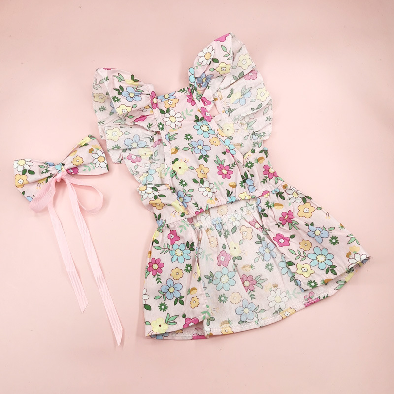 Sweet Cotton Flower Bow Knot Pet Clothing display picture 1